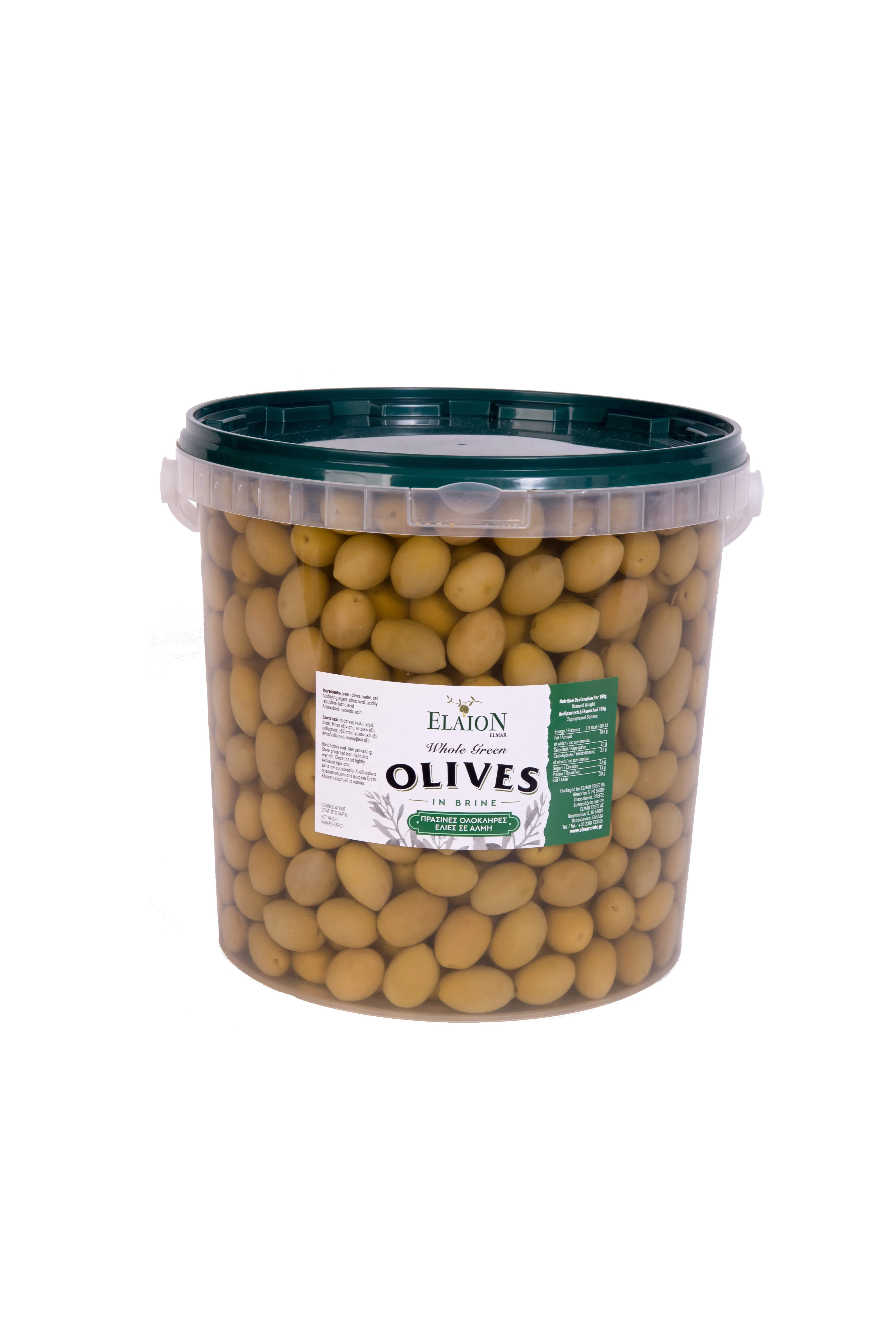 CHALKIDIKI GREEN OLIVES 10LT PP